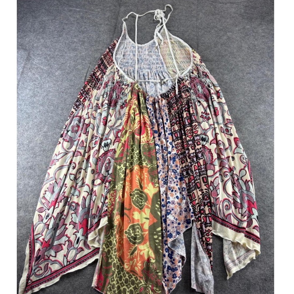Free People Patchwork Asymmetrical Maxi Dress - Cream, Pink, Orange, Green, Blue - Picture 2 of 16
